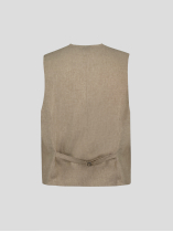 Gilet de Costume en Lin Grande Taille Beige