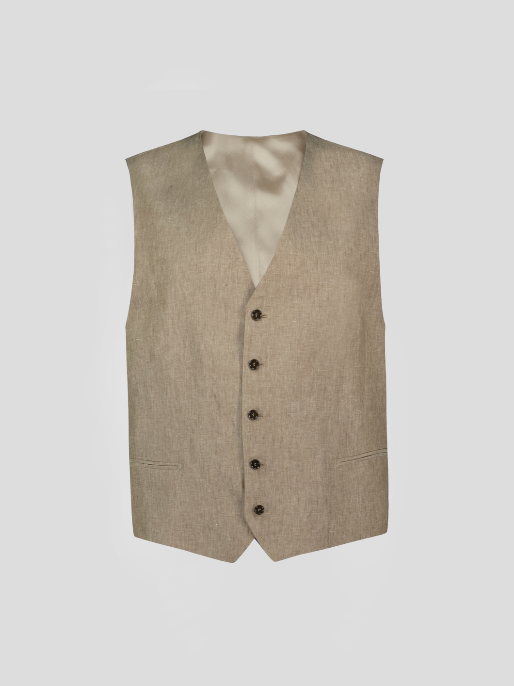 Gilet de Costume en Lin Grande Taille Beige