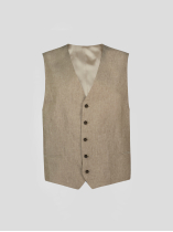 Gilet de Costume en Lin pour Homme Grand Beige