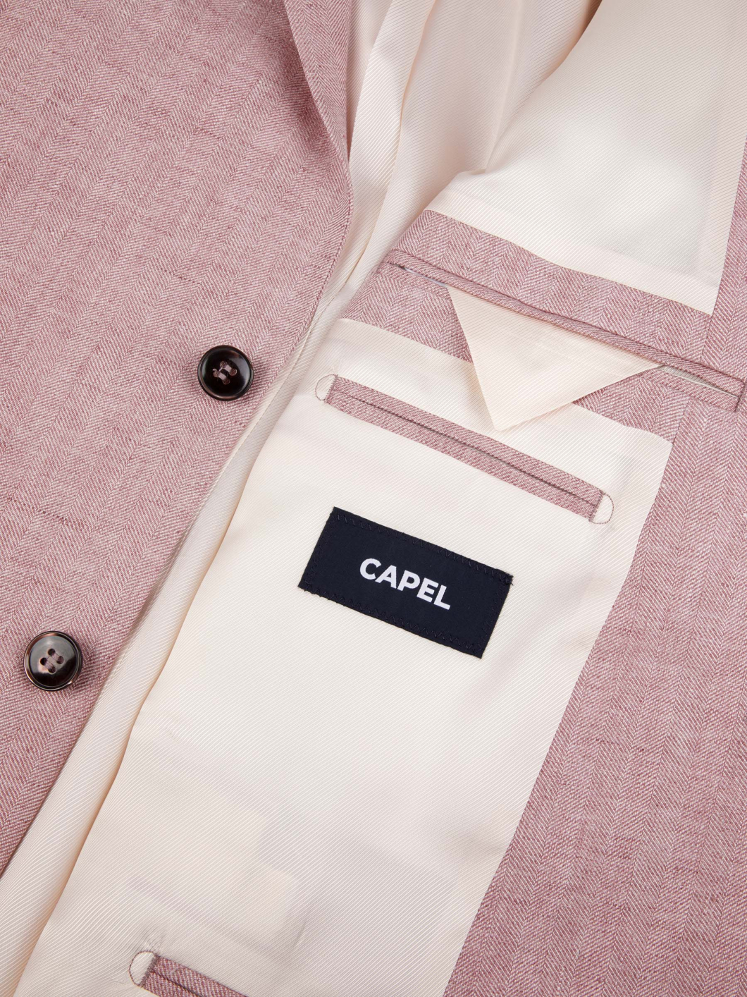 Veste à Chevrons en Lin pour Homme Grand Taille Rose