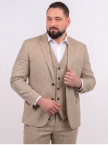Veste de Costume en Lin Grande Taille Beige