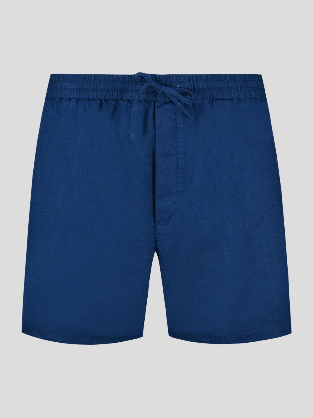 Bermuda Elastiqué Lin Mélangé Grande Taille Bleu