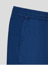 Bermuda Elastiqué Lin Mélangé Grande Taille Bleu