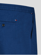 Bermuda Elastiqué Lin Mélangé Grande Taille Bleu