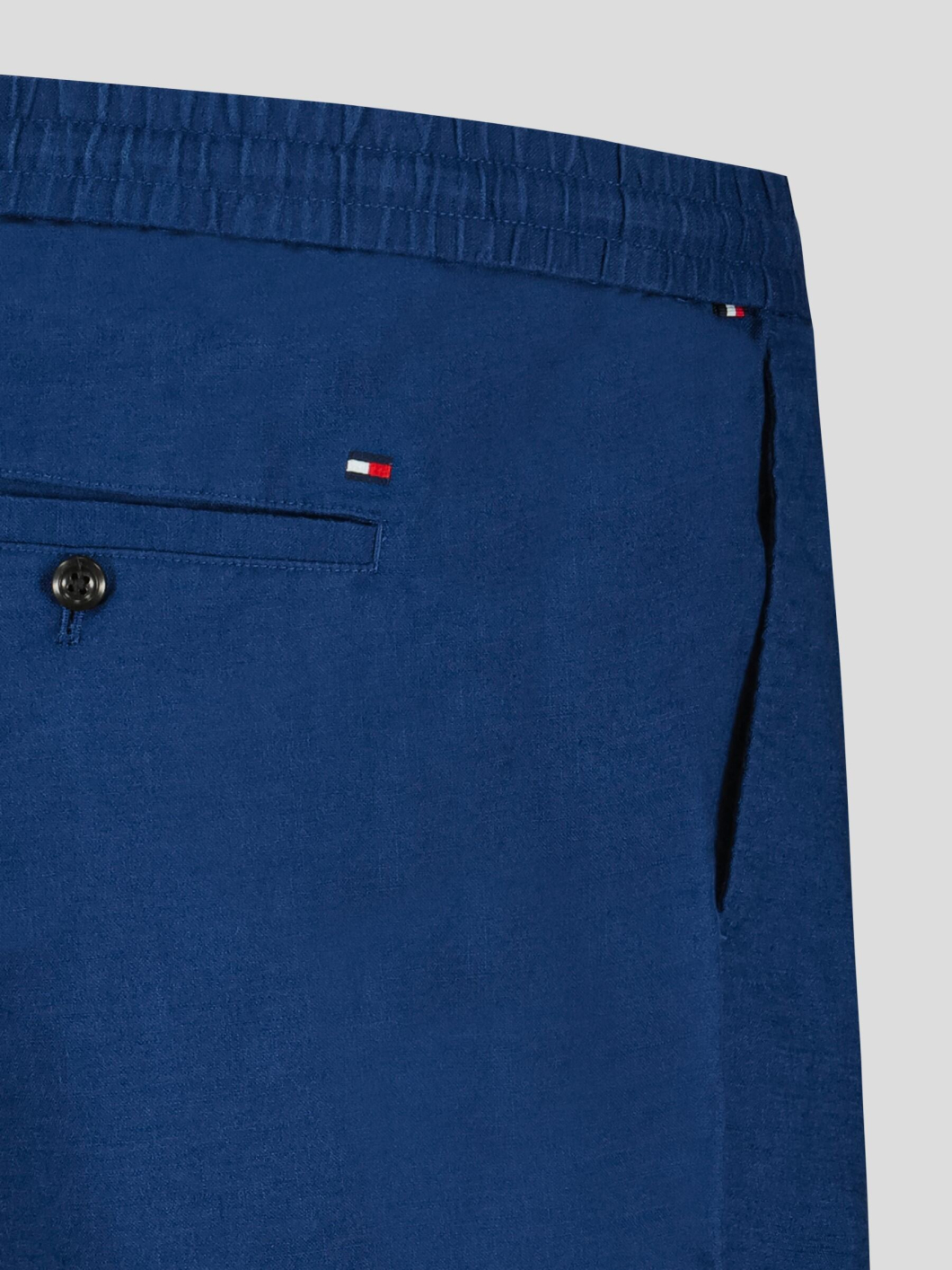 Bermuda Elastiqué Lin Mélangé Grande Taille Bleu