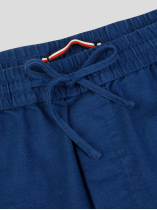 Bermuda Elastiqué Lin Mélangé Grande Taille Bleu