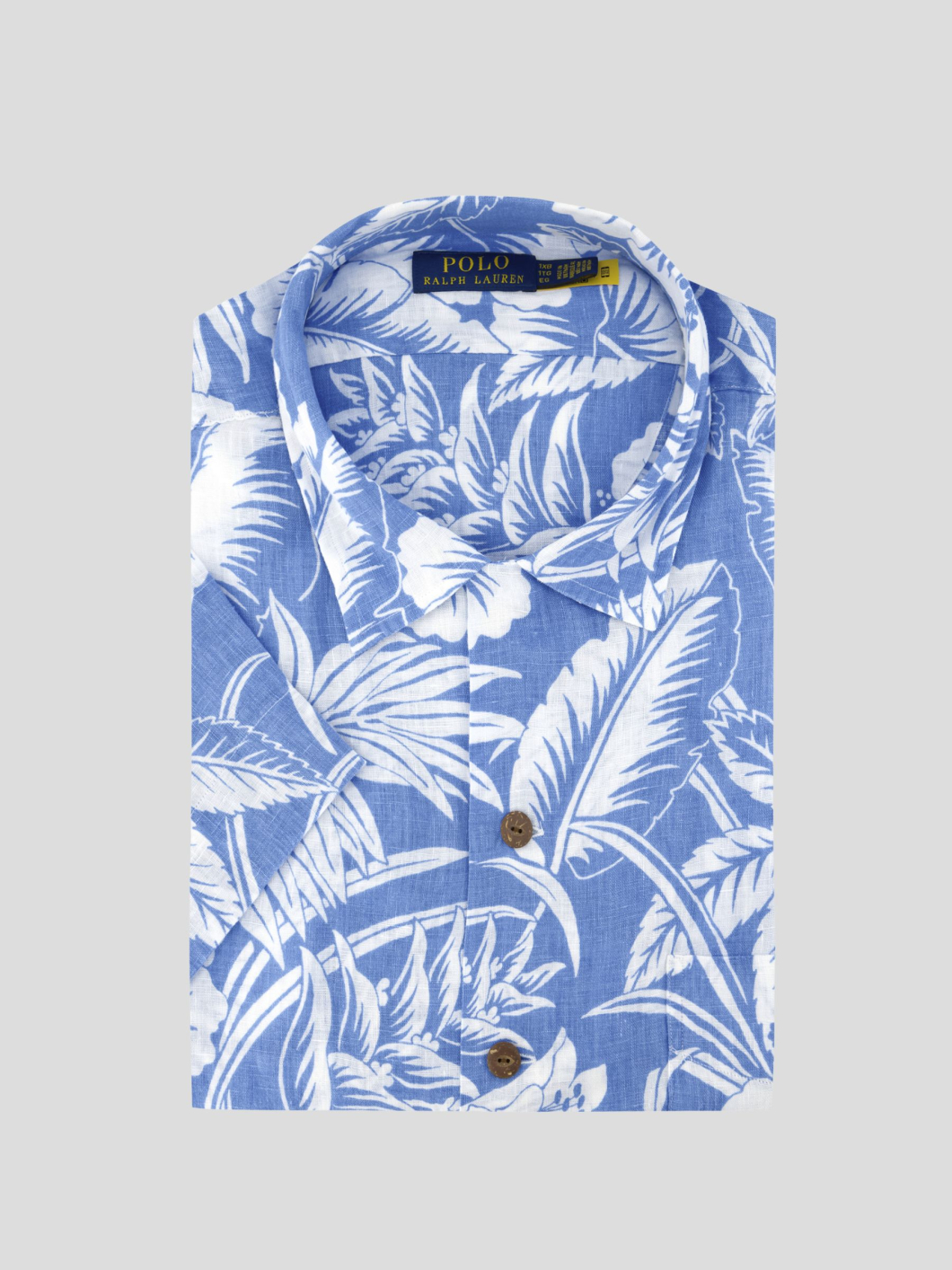 Chemise en Lin à Fleurs Grande Taille Bleu/Blanc
