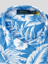 Chemise en Lin à Fleurs Grande Taille Bleu/Blanc