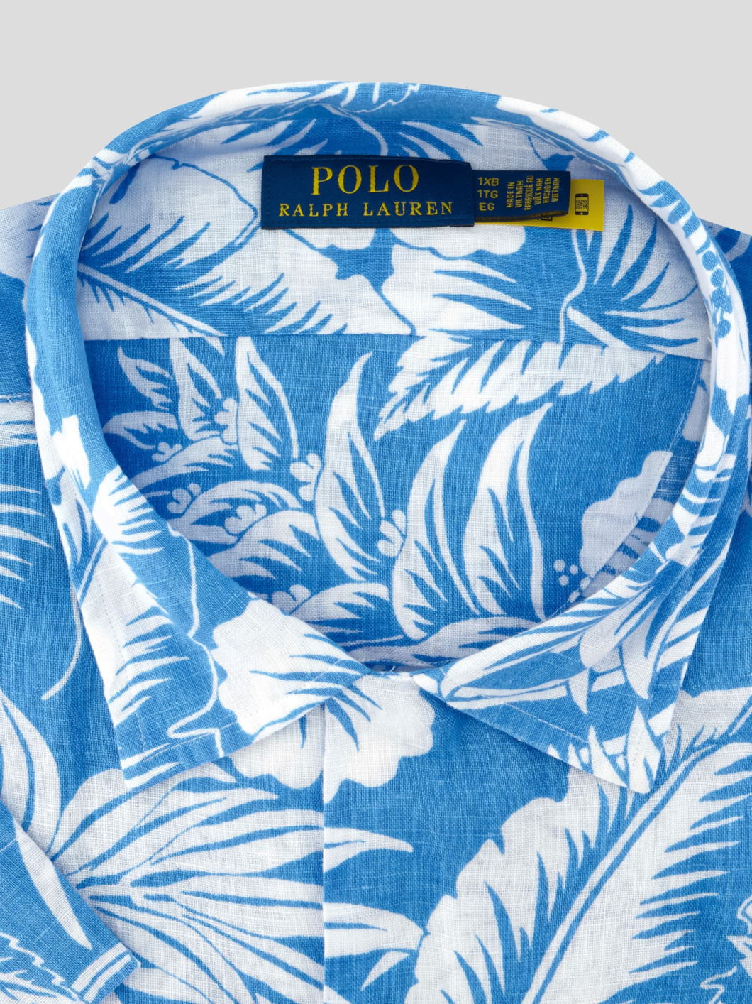 Chemise en Lin à Fleurs Grande Taille Bleu/Blanc