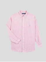 Chemise en Lin Rayée Grande Taille Rose/Blanc