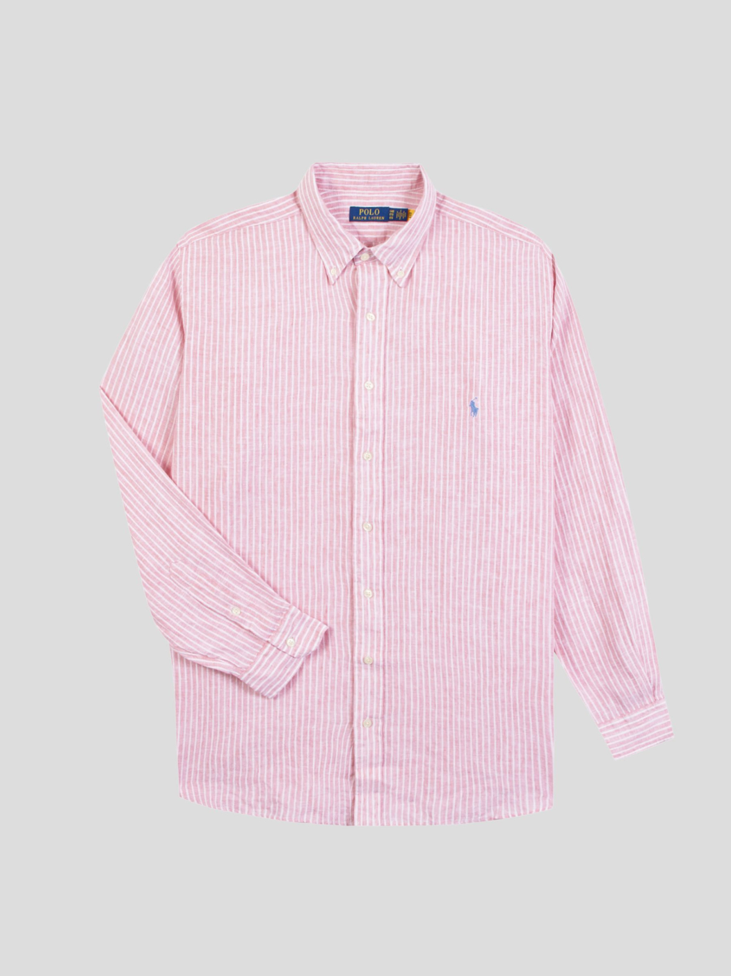 Chemise en Lin Rayée Grande Taille Rose/Blanc