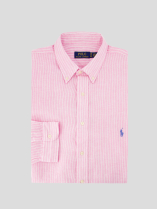 Chemise en Lin Rayée Grande Taille Rose/Blanc
