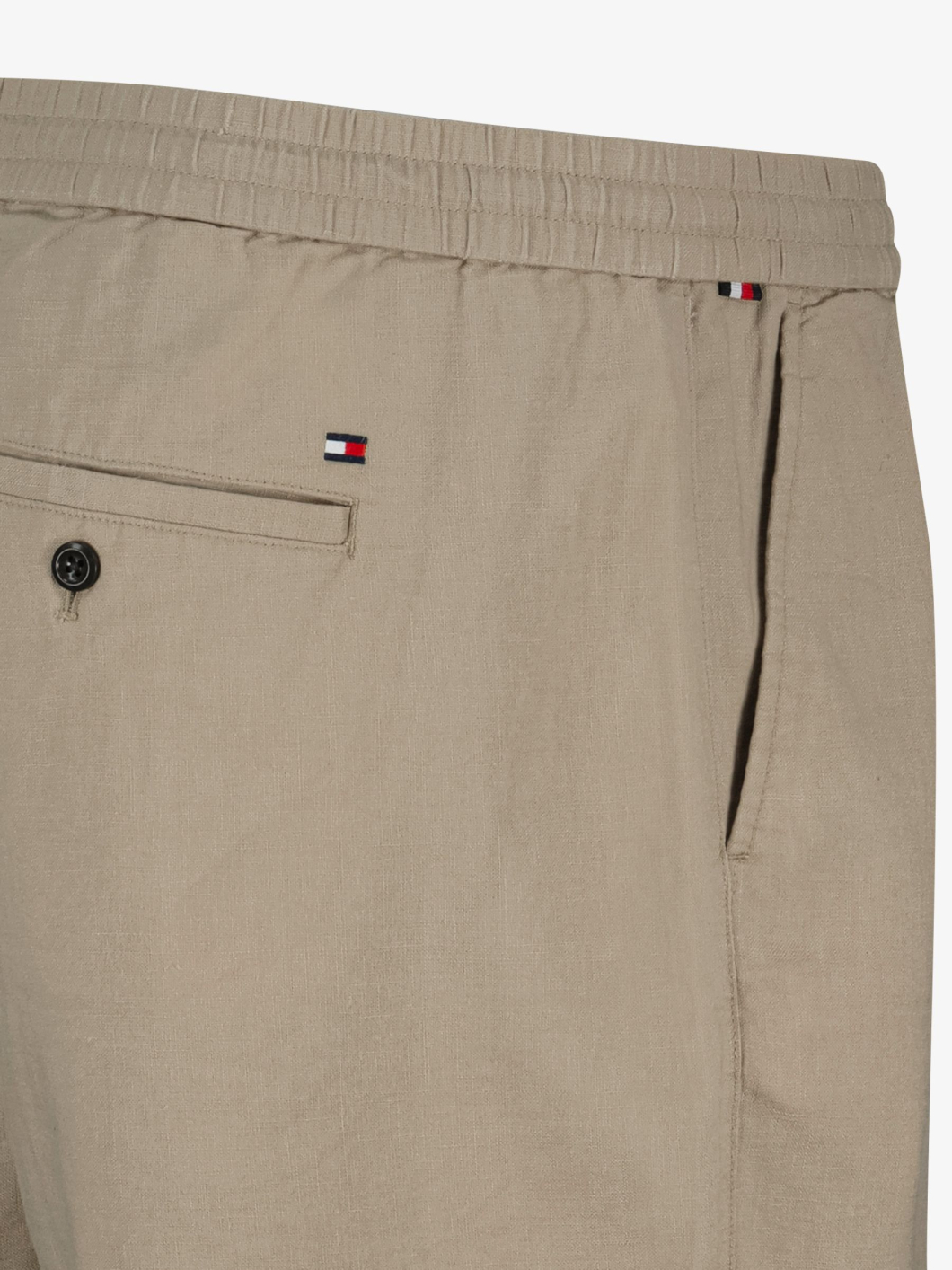 Bermuda Elastiqué Lin Mélangé Grande Taille Beige