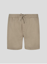 Bermuda Elastiqué Lin Mélangé Grande Taille Beige