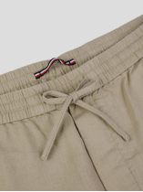 Bermuda Elastiqué Lin Mélangé Grande Taille Beige