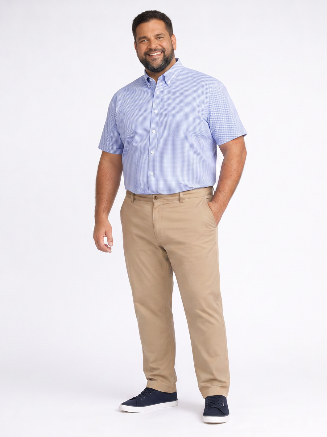 Chemisette Vichy Zack-Léo pour Homme Grand  Bleue et Blanche