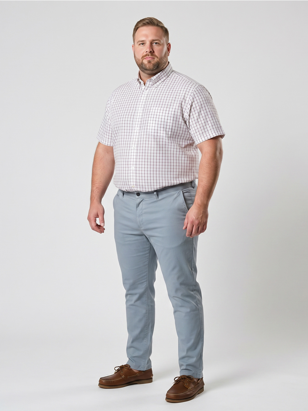 Chemisette à Carreaux Zack-Léo pour Homme Grand Blanche, Bleue et Blanche