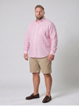 Chemise en Lin Rayée Grande Taille Rose/Blanc