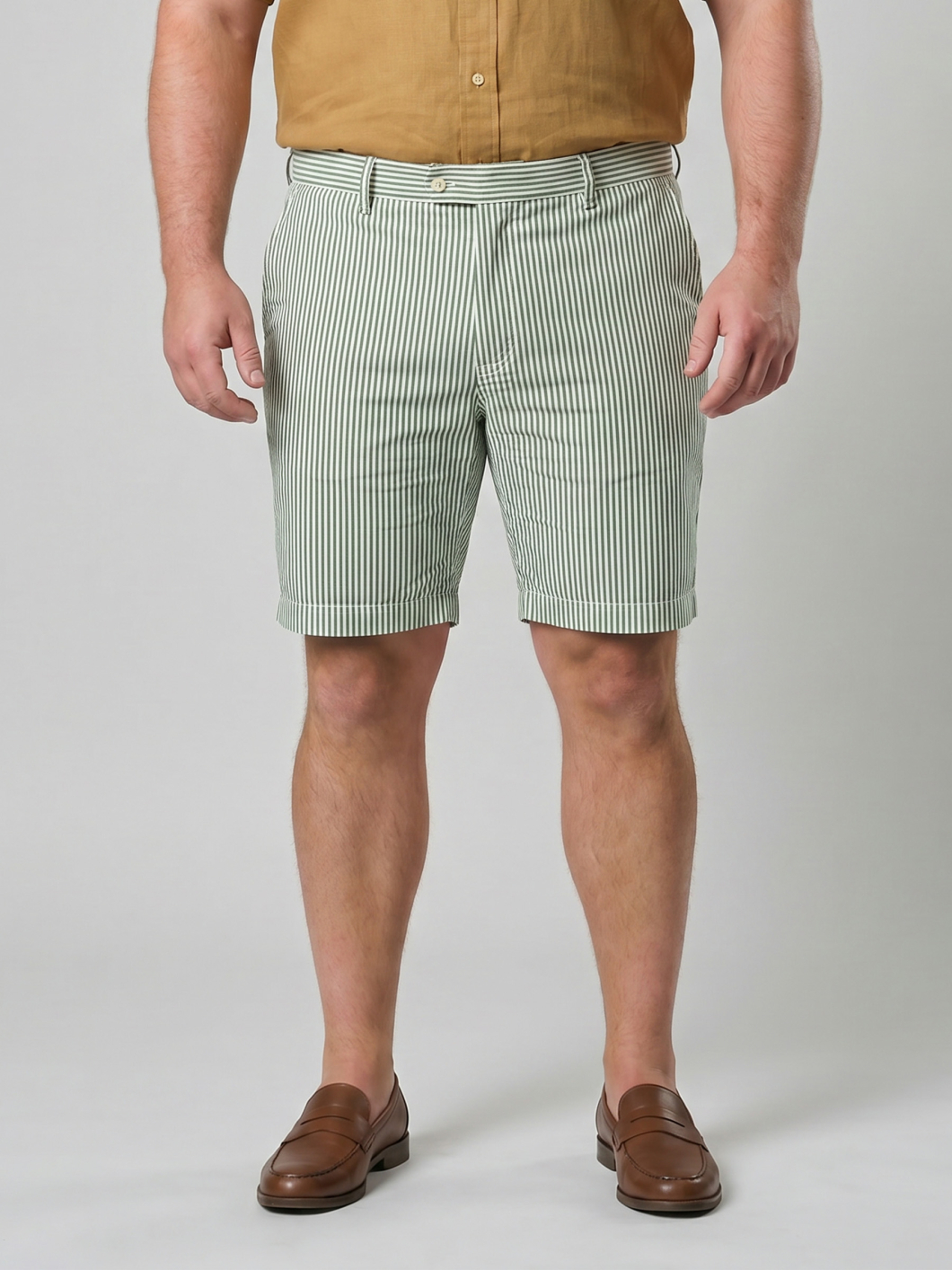 Bermuda Gaspard Seersucker Grande Taille Vert/Blanc