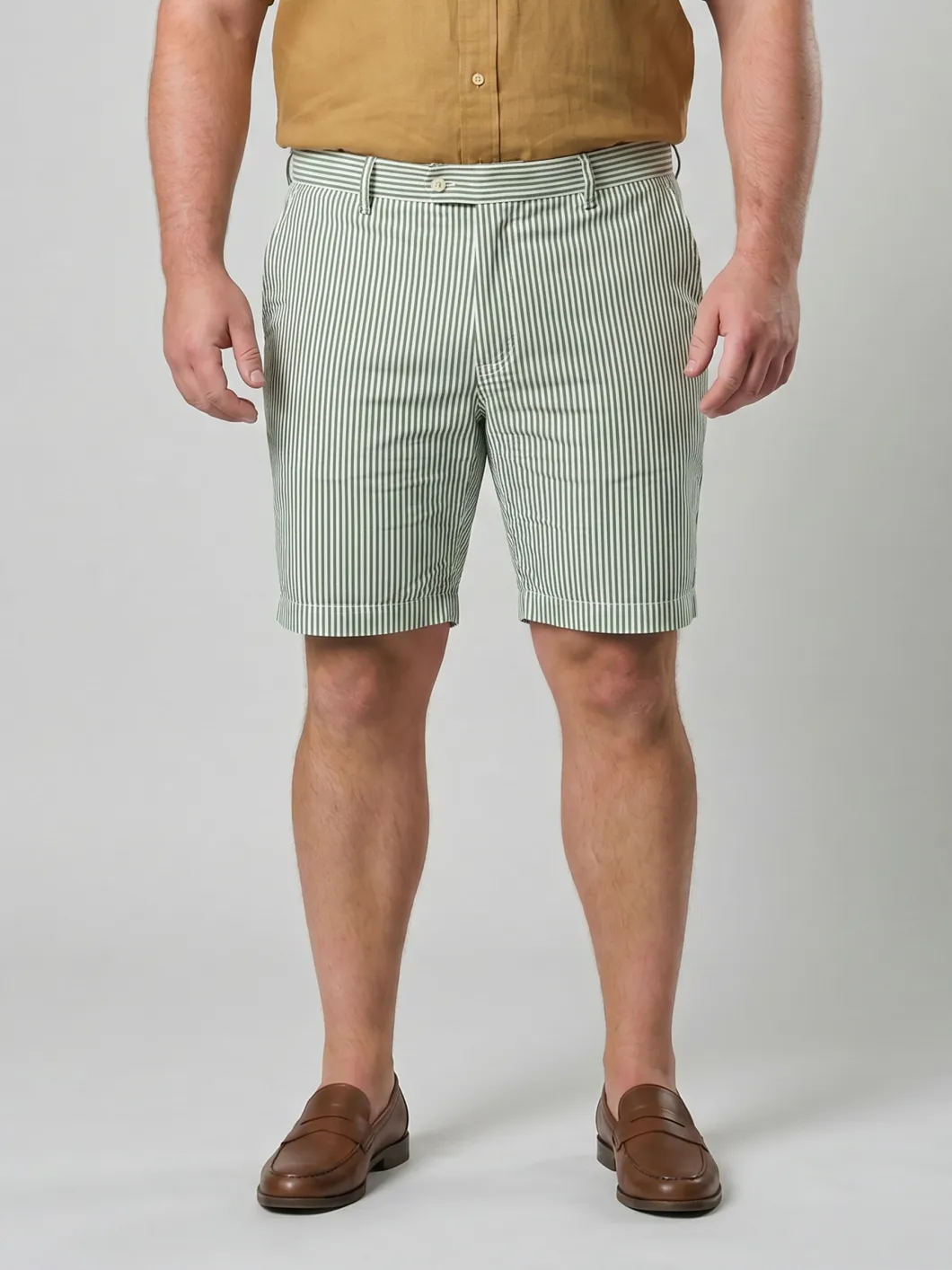 Bermuda Gaspard Seersucker Grande Taille Vert/Blanc