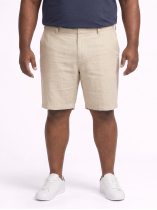 Bermuda Gary en Lin Grande Taille Beige