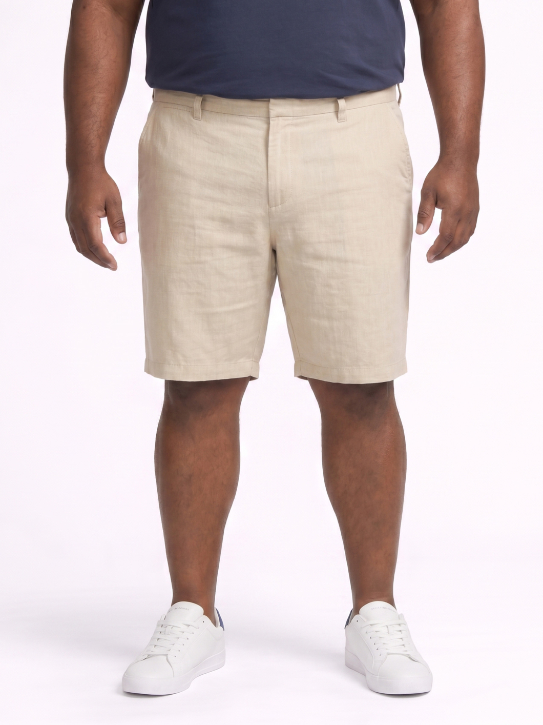 Bermuda Gary en Lin Grande Taille Beige