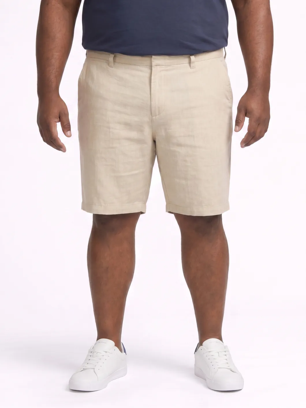 Bermuda Gary en Lin Grande Taille Beige