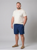 Bermuda Elastiqué Lin Mélangé Grande Taille Bleu