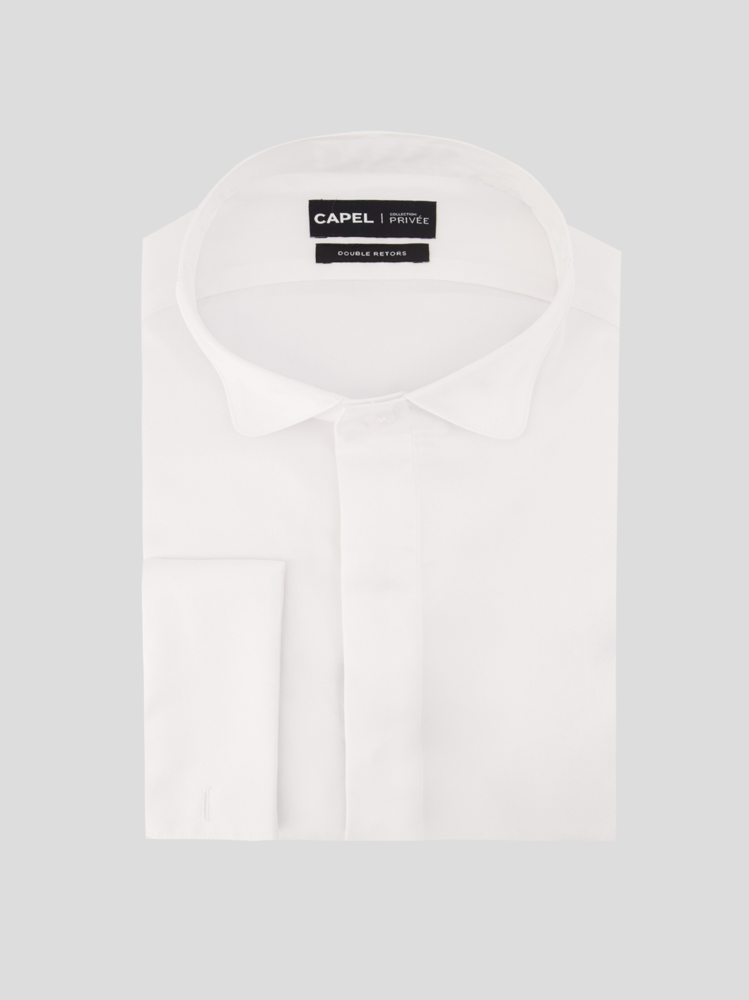 Chemise Col Cassé Double Retors César pour Homme Grand Blanche