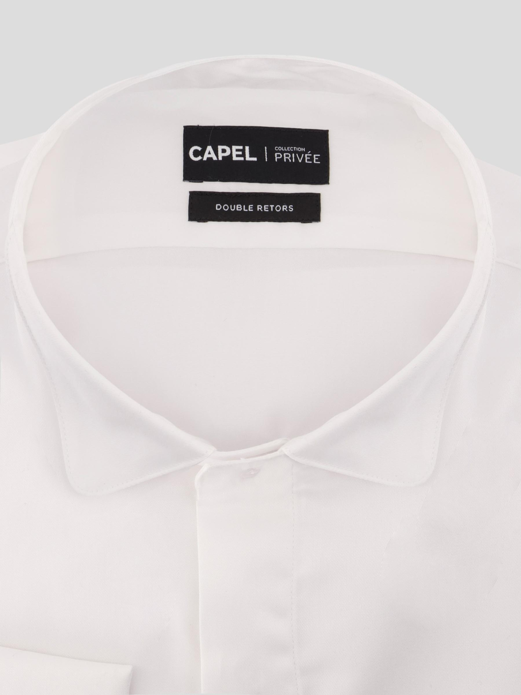 Chemise Col Cassé Double Retors César pour Homme Grand Blanche