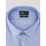 Chemise Rayée Double Retors Roméo-Léo Grande Taille Bleue et Blanche