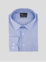 Chemise Rayée Double Retors Roméo-Léo Grande Taille Bleue et Blanche