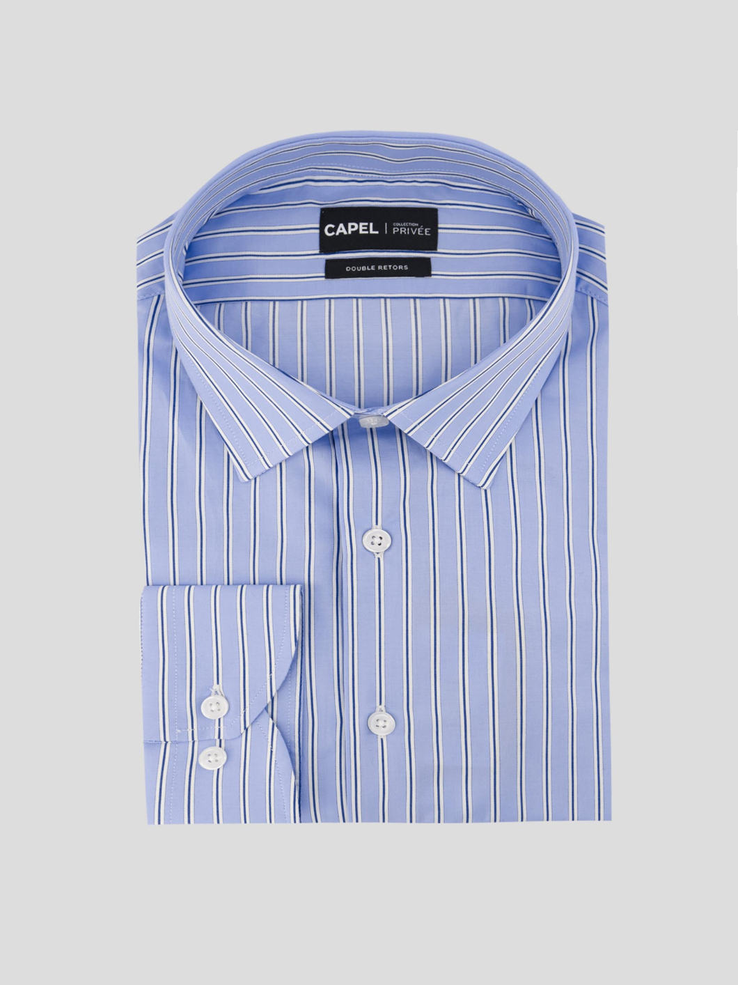 Chemise Rayée Double Retors Roméo-Léo Grande Taille Bleue et Blanche