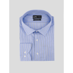Chemise Rayée Double Retors Roméo-Léo Grande Taille Bleue et Blanche