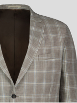 Veste à Carreaux Grande Taille Beige et Bleue