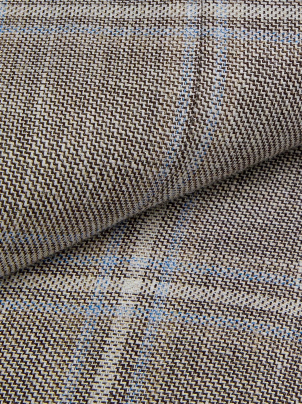 Veste à Carreaux Grande Taille Beige et Bleue