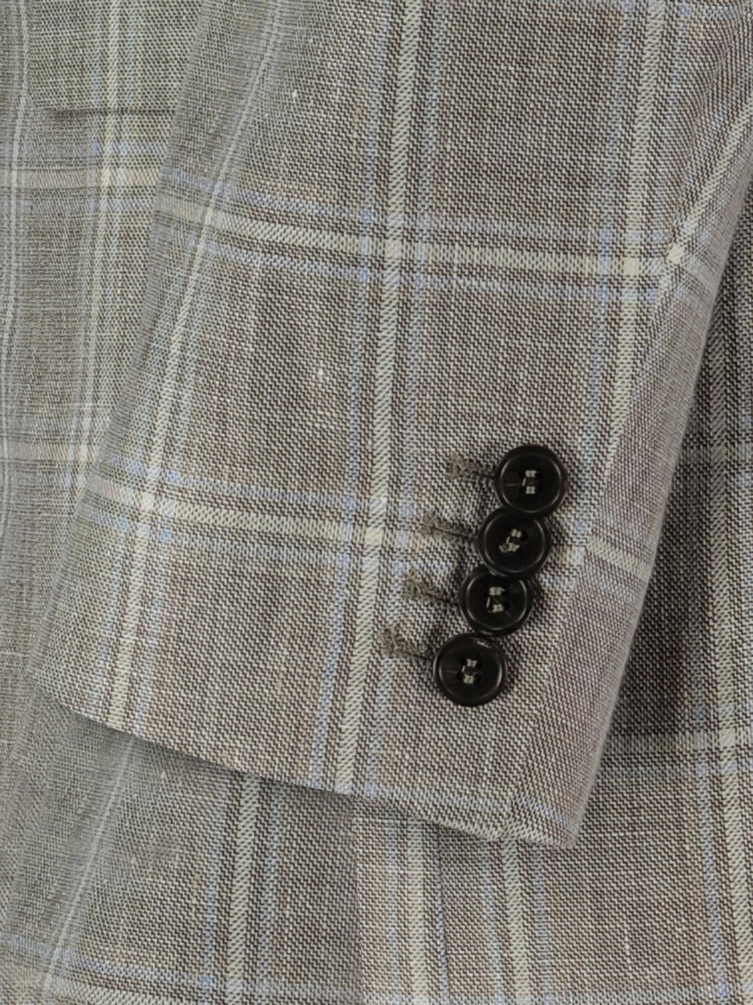 Veste à Carreaux Grande Taille Beige et Bleue