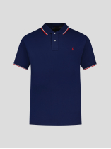 Polo Piqué Liserés Contrastés Grande Taille Marine
