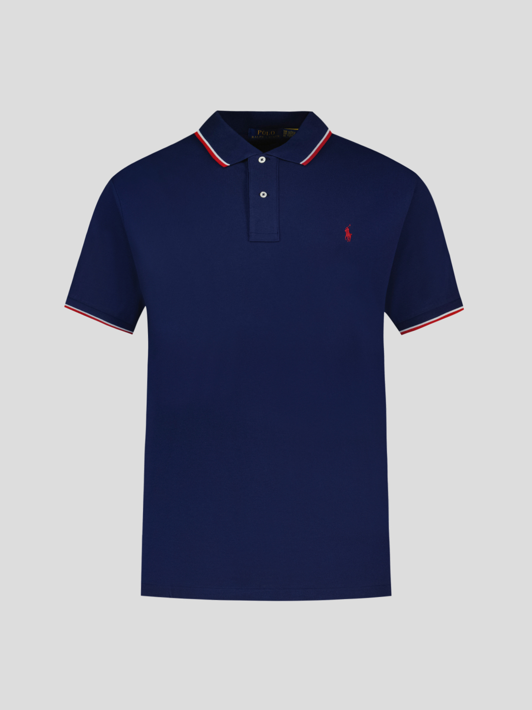 Polo Piqué Liserés Contrastés Grande Taille Marine