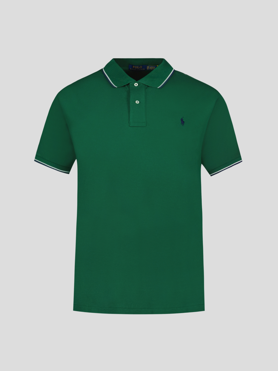 Polo Piqué Liserés Contrastés Grande Taille Vert