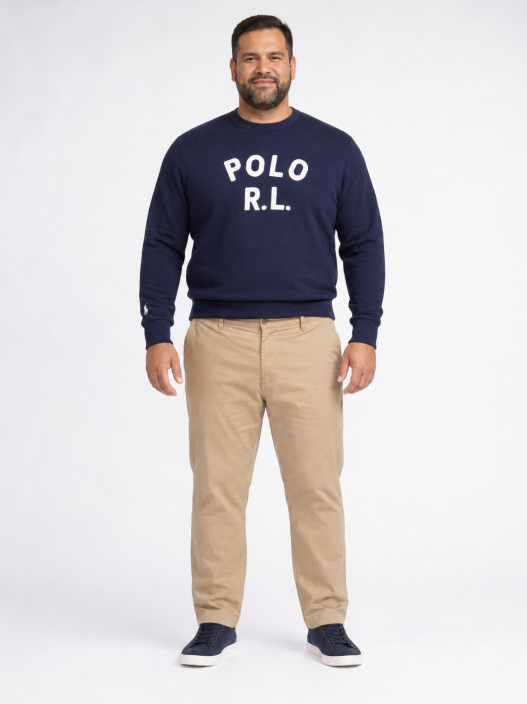Sweatshirt Col Rond POLO R.L. Grande Taille Marine