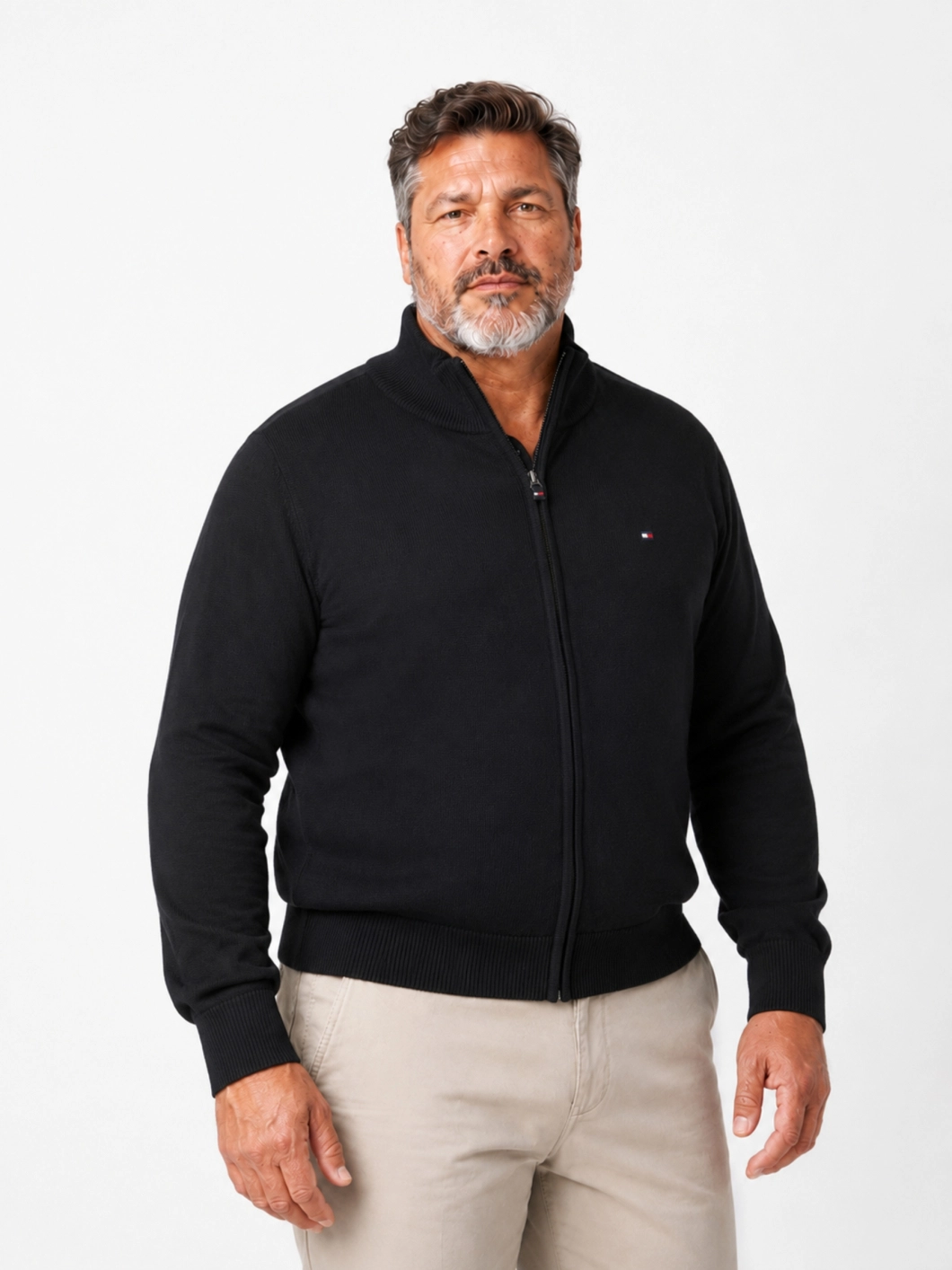 Cardigan Zippé Col Camionneur Grande Taille Noir