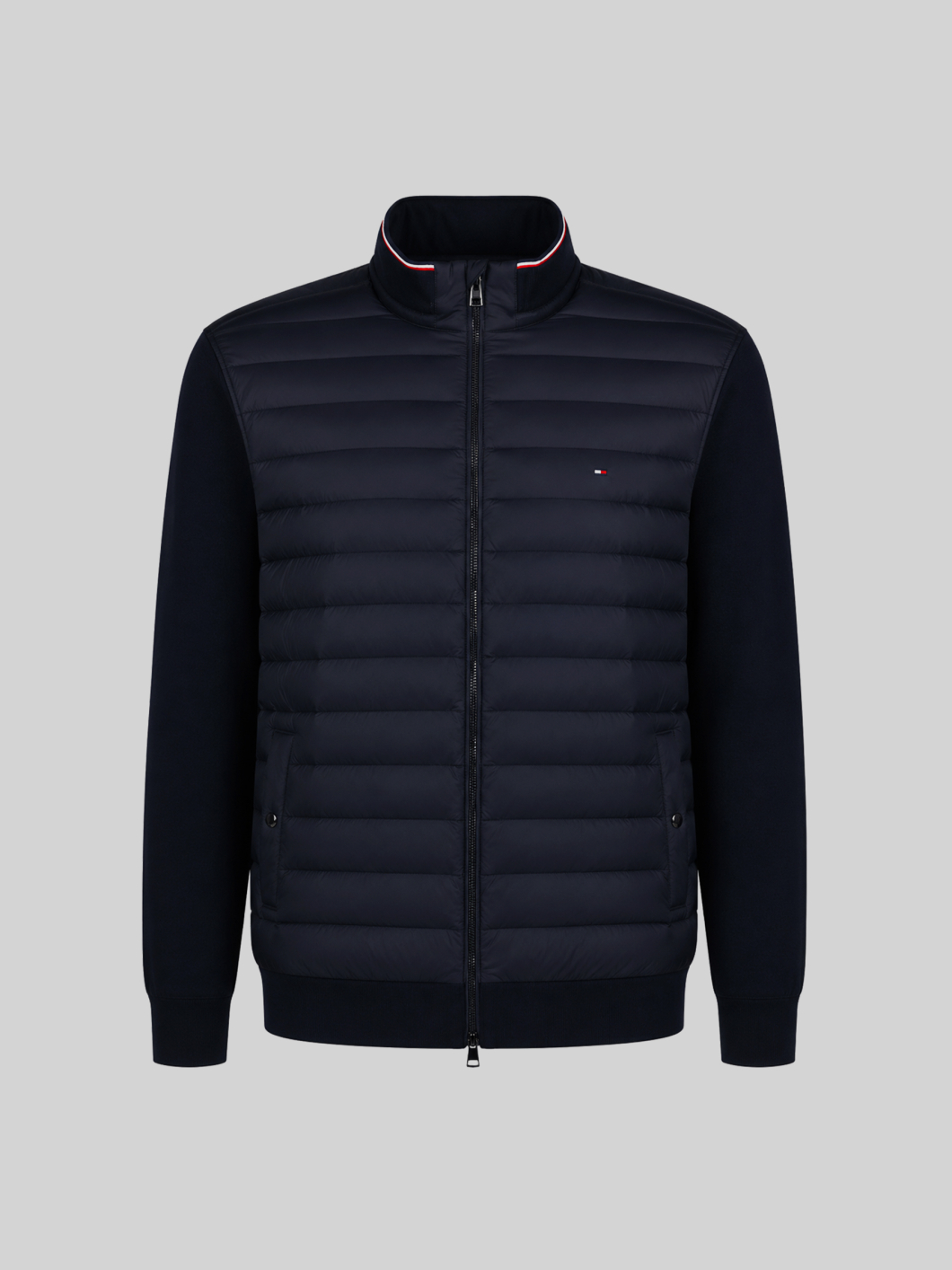 Cardigan Zippé Mix Media Grande Taille Marine