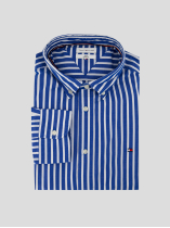 Chemise Popeline Rayée Grande Taille Bleue et Blanche