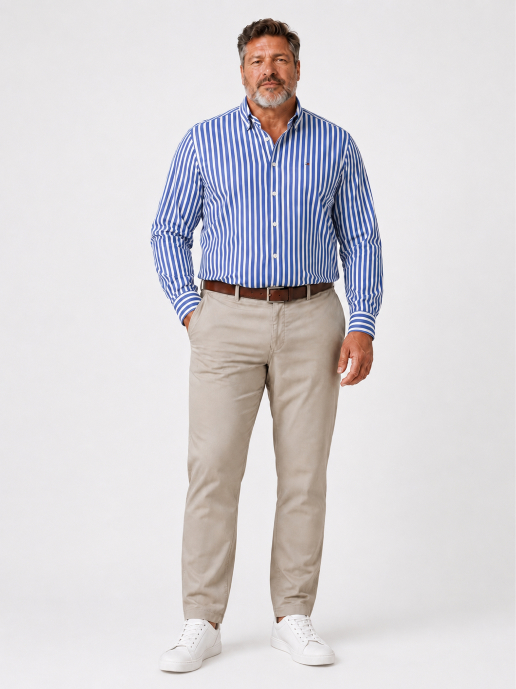 Chemise Popeline Rayée Grande Taille Bleue et Blanche