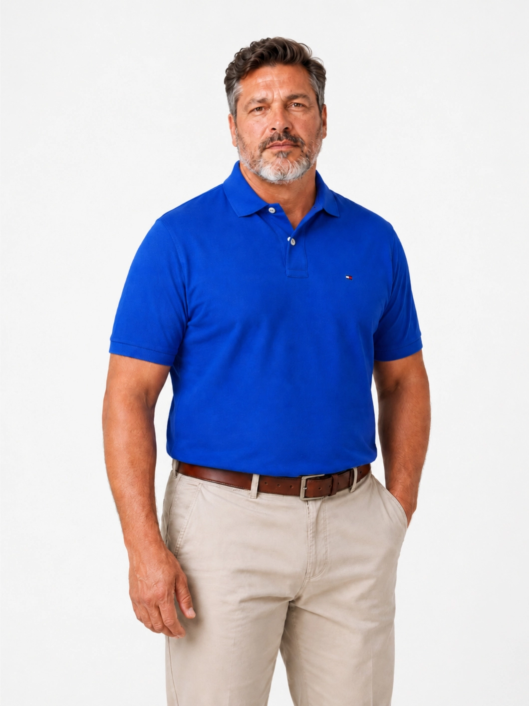 Polo Coton Piqué Grande Taille Bleu