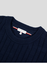 Pull Col Rond Texturé Grande Taille Marine