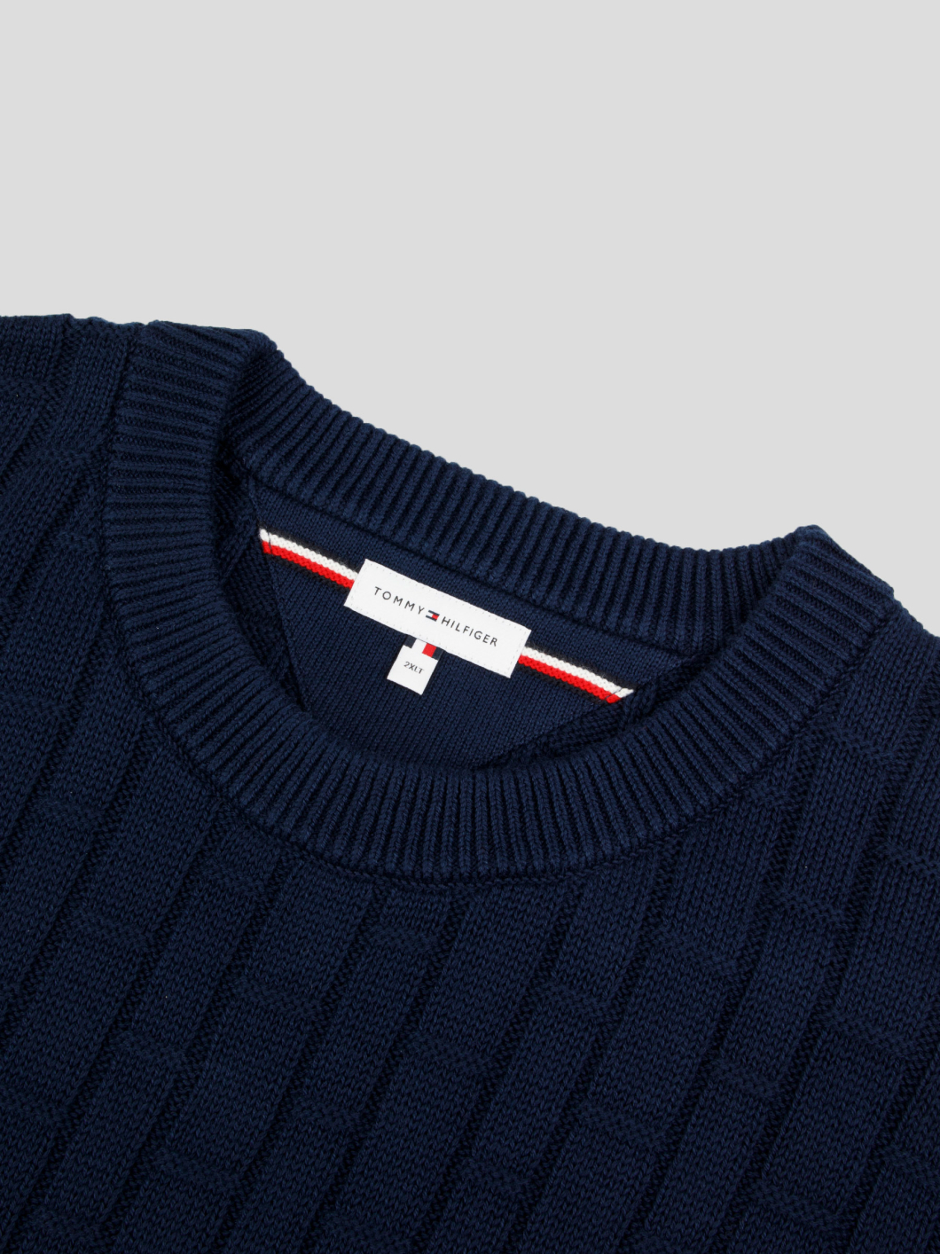 Pull Col Rond Texturé Grande Taille Marine
