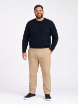 Pull Col Rond Texturé Grande Taille Marine
