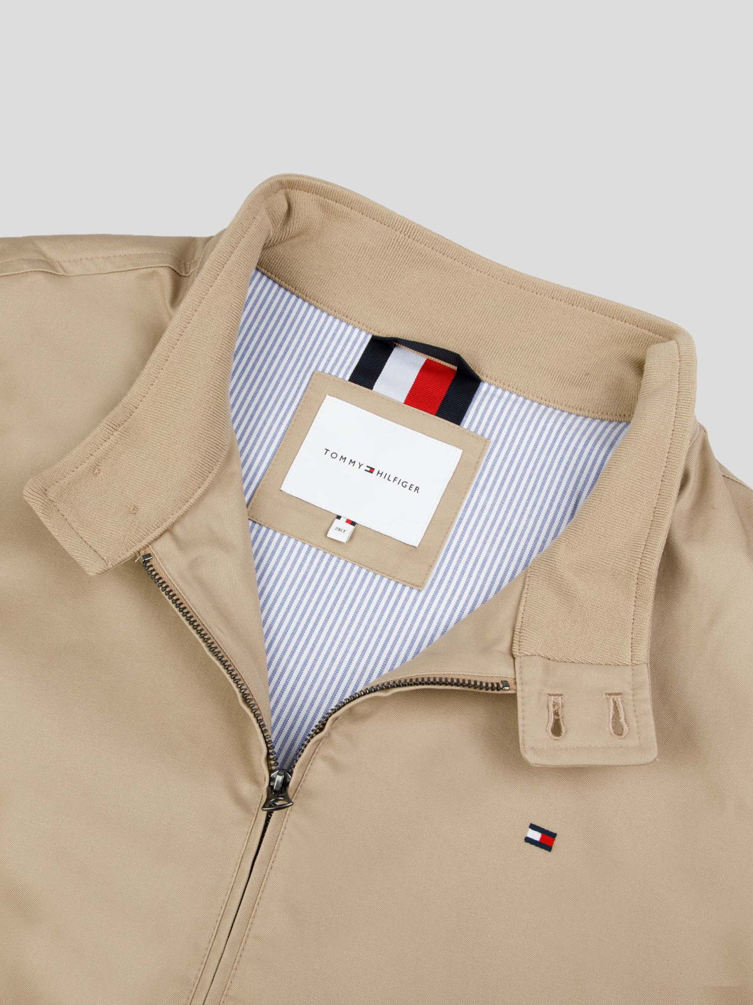 Blouson Zippé Col Montant Grande Taille Beige